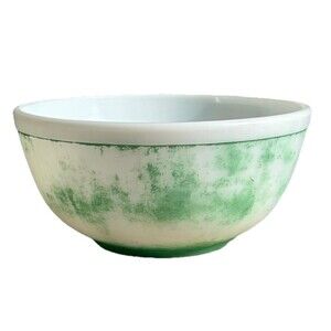 Vintage Pyrex #403 Mixing Bowl Green Sprayware 2.5  White Milk Glass USA